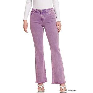 Zenana It's About Time Colored Denim Flares in Blueberry DMP-1846A